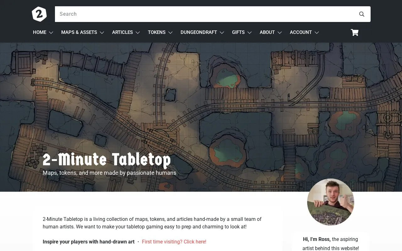 2-Minute Tabletop homepage screenshot
