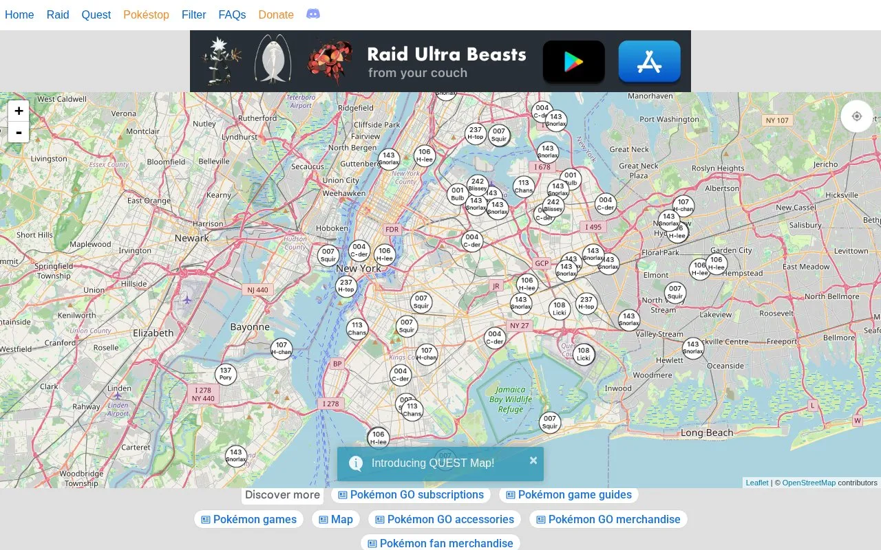 NYCPokeMap homepage screenshot