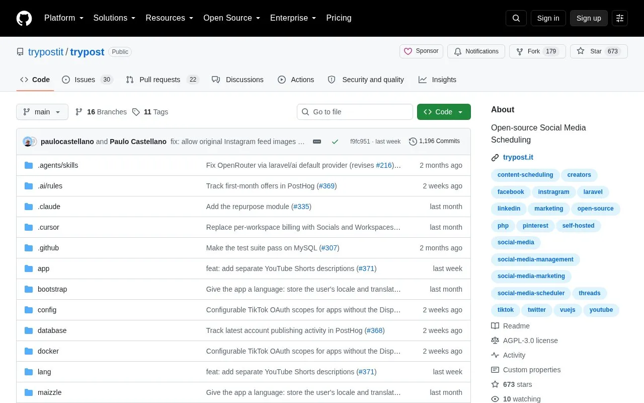 trypost homepage screenshot