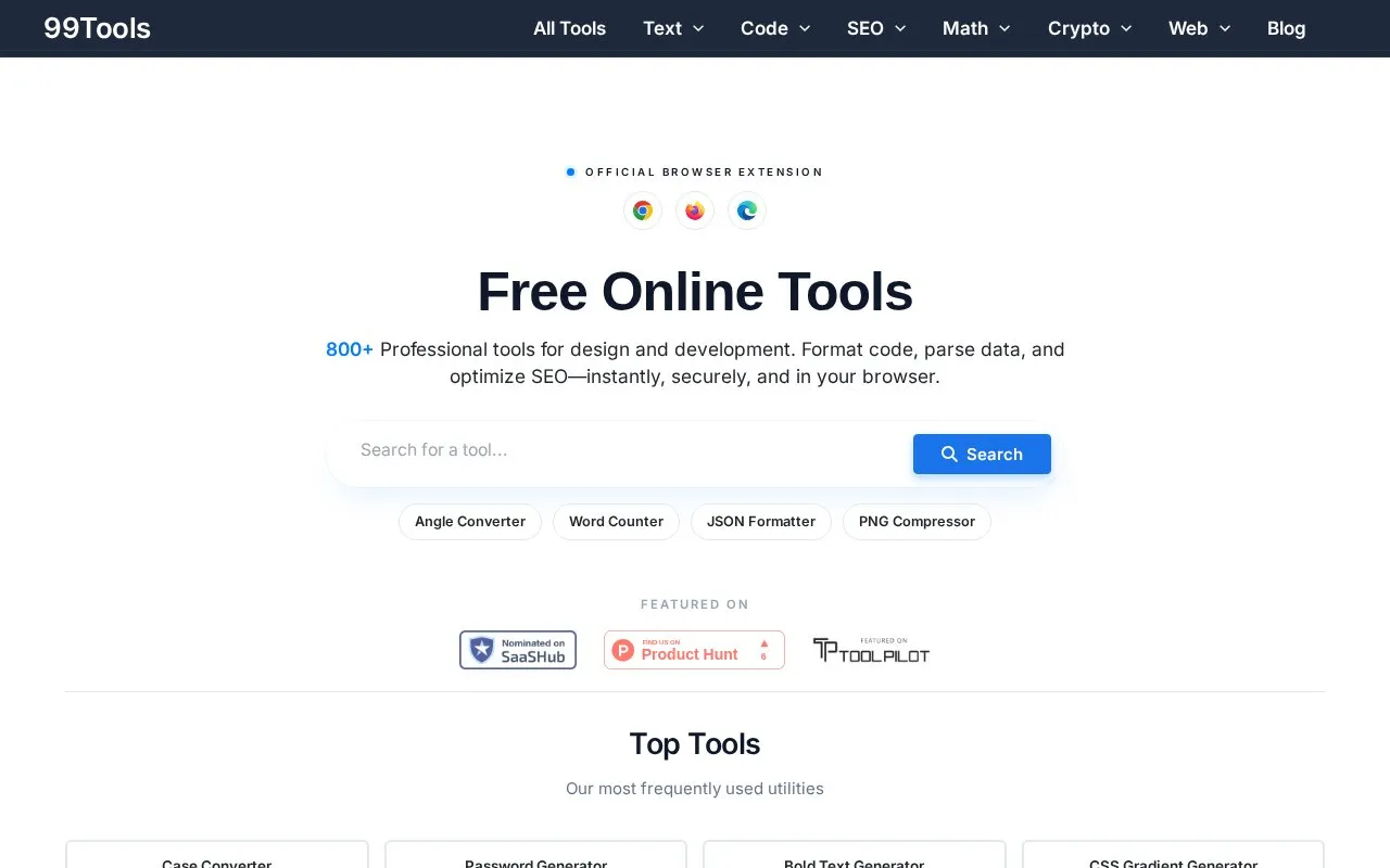 99Tools homepage screenshot