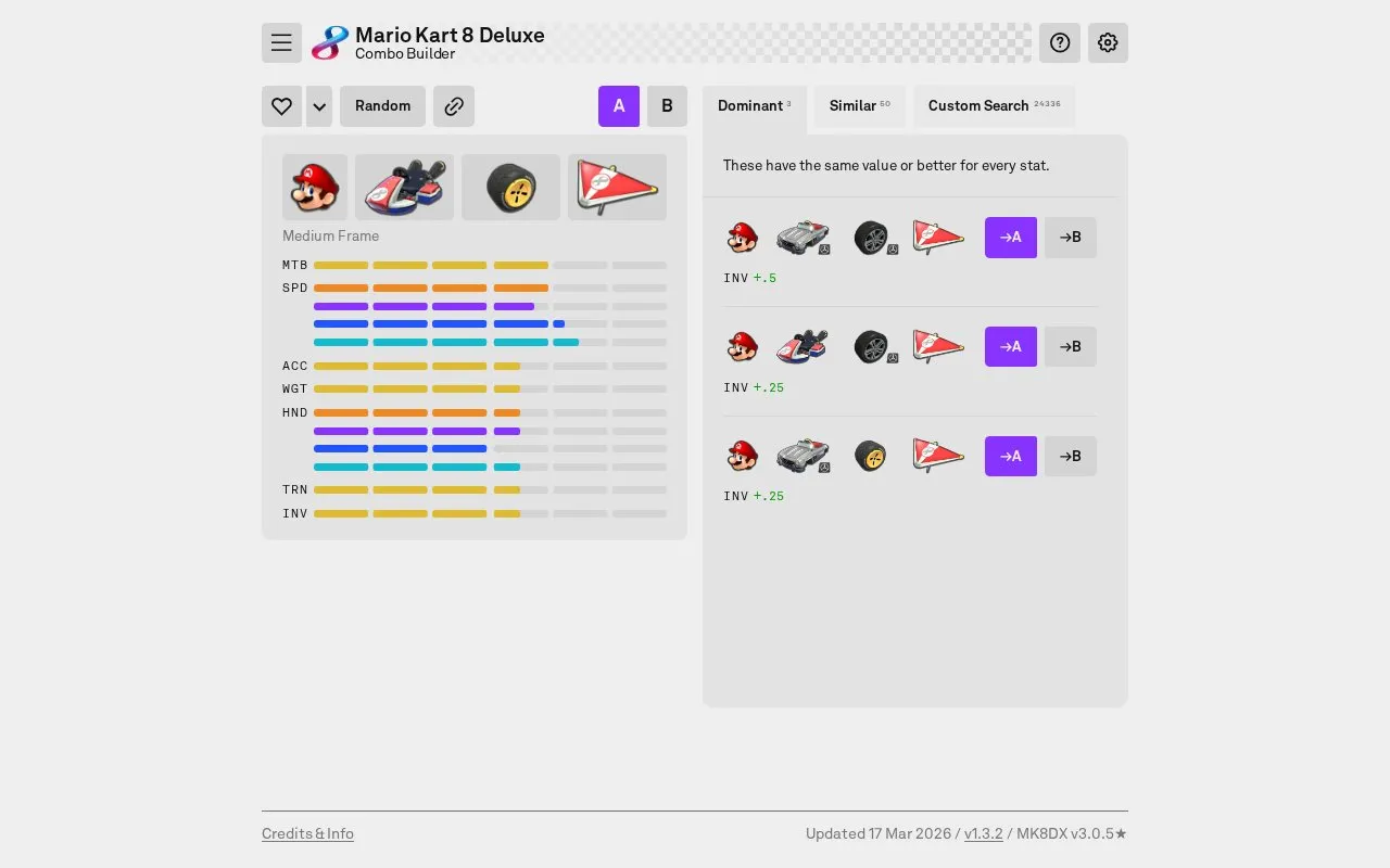 Combo Builder homepage screenshot