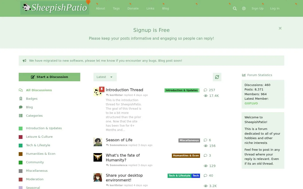 SheepishPatio homepage screenshot