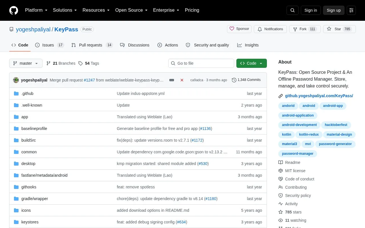 Keypass homepage screenshot