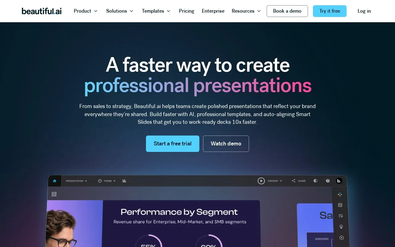 Beautiful.ai homepage screenshot