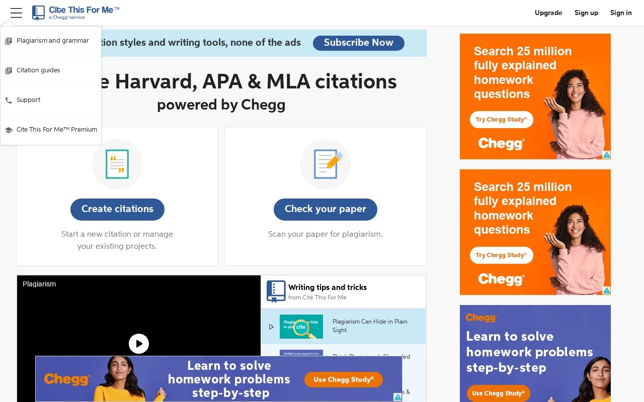 Cite This For Me homepage screenshot