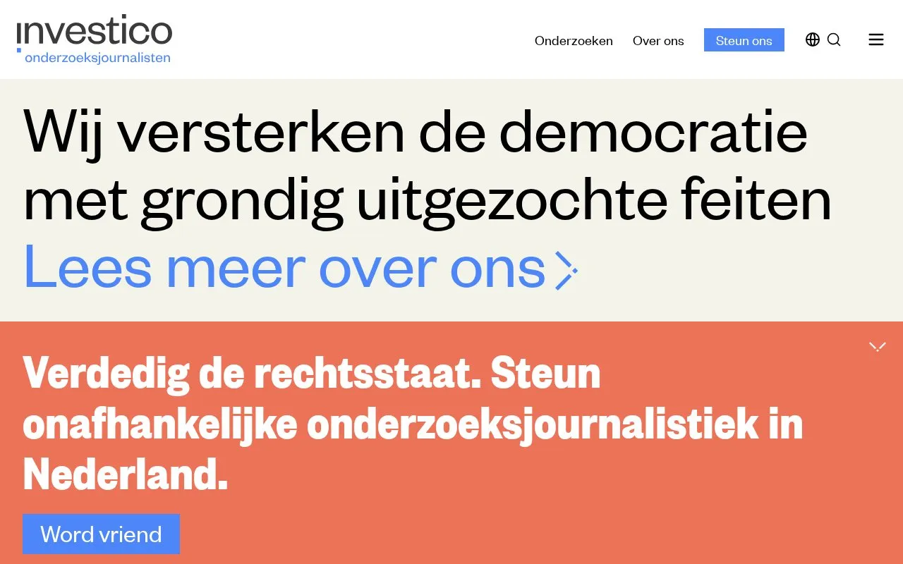Stichting Investico homepage screenshot