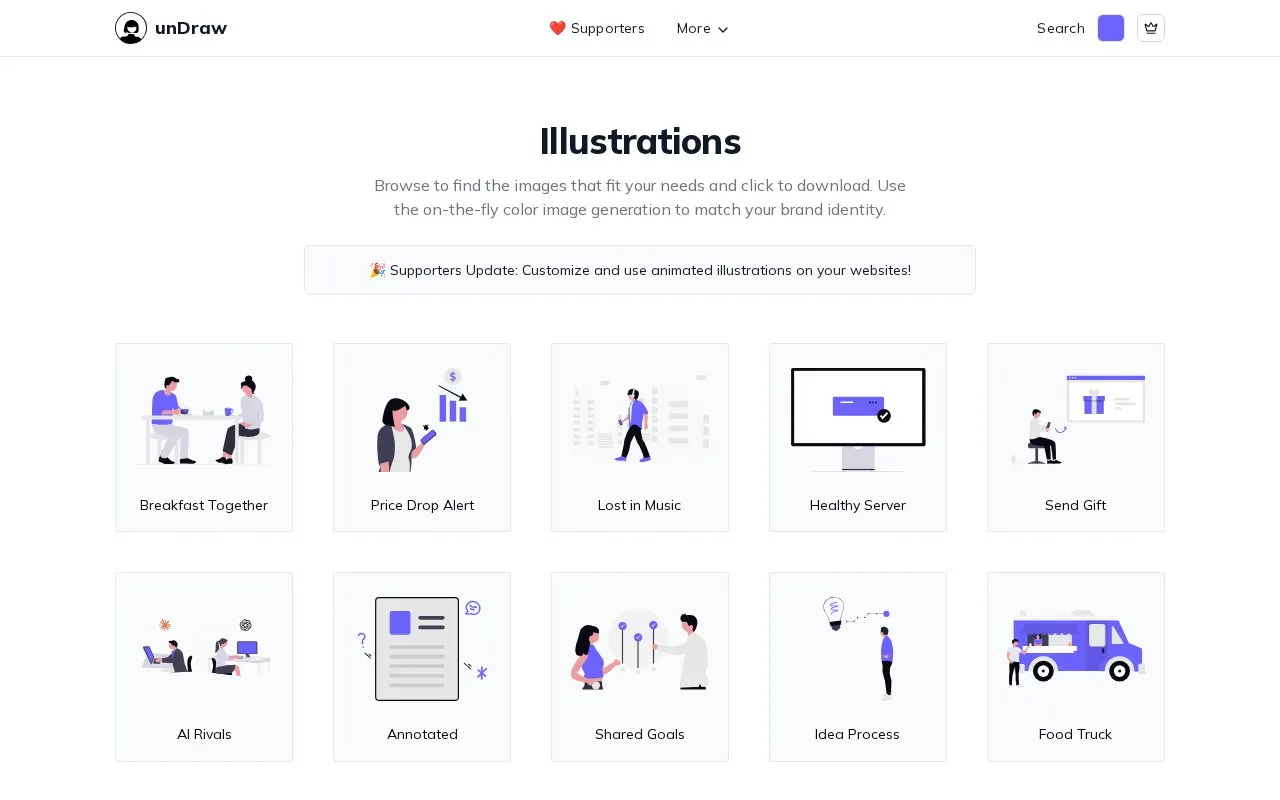 unDraw homepage screenshot