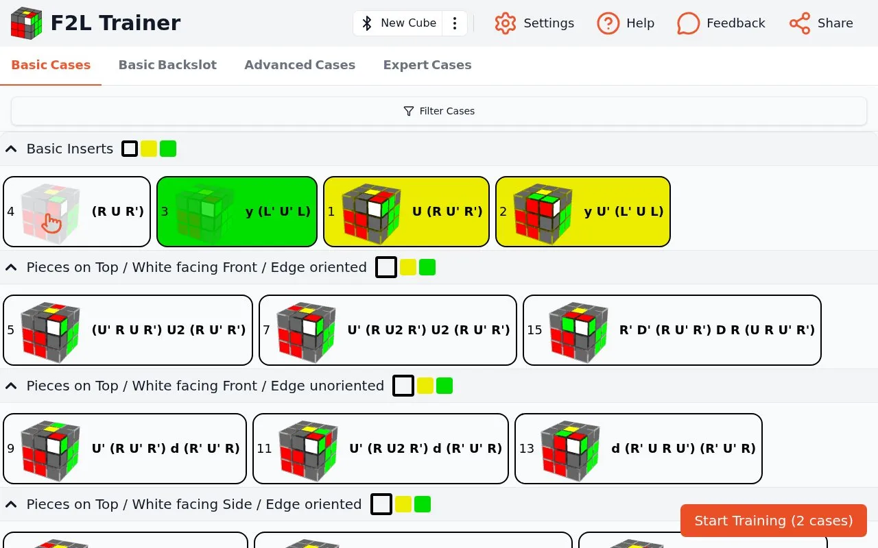F2L Trainer homepage screenshot