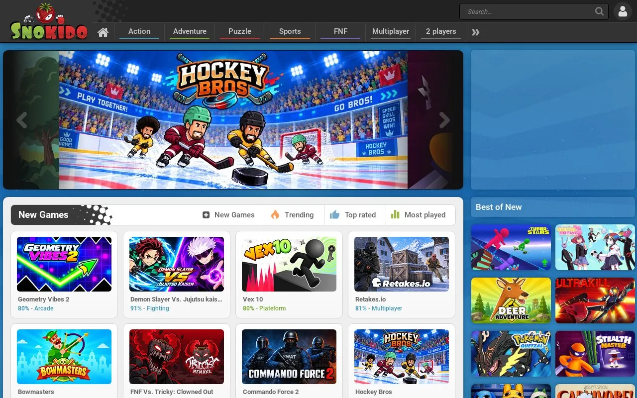 Snokido homepage screenshot