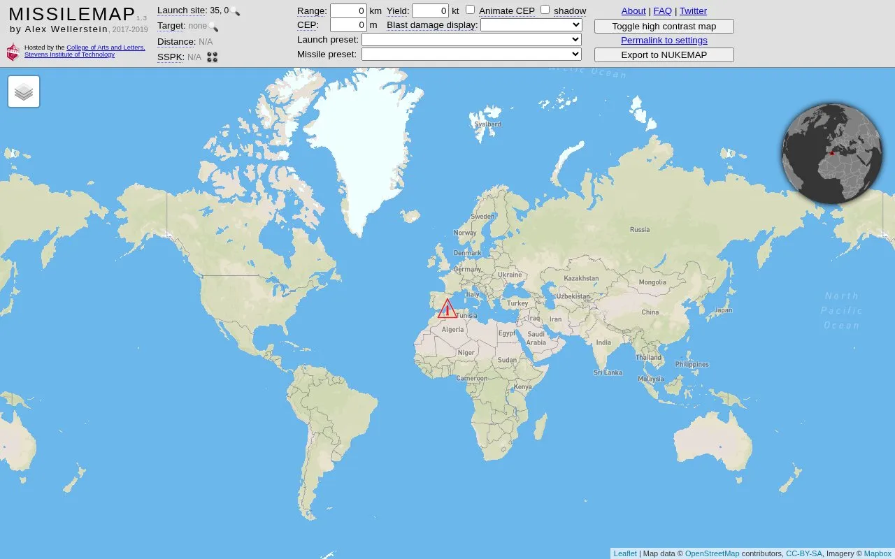 MISSILEMAP homepage screenshot