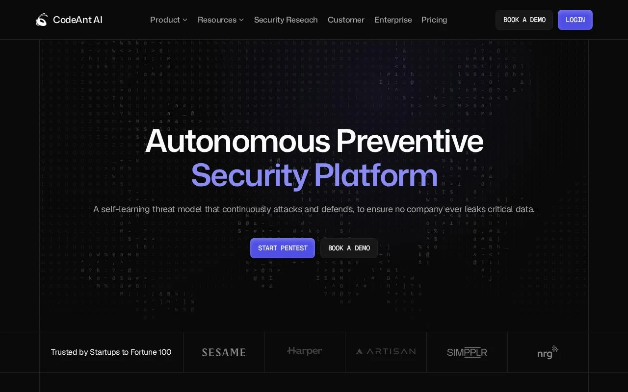 CodeAnt AI homepage screenshot