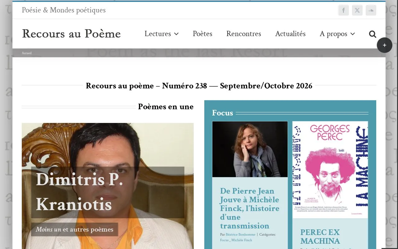Recours au poème homepage screenshot