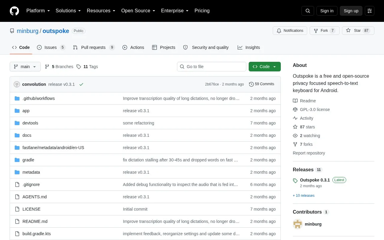 Outspoke homepage screenshot