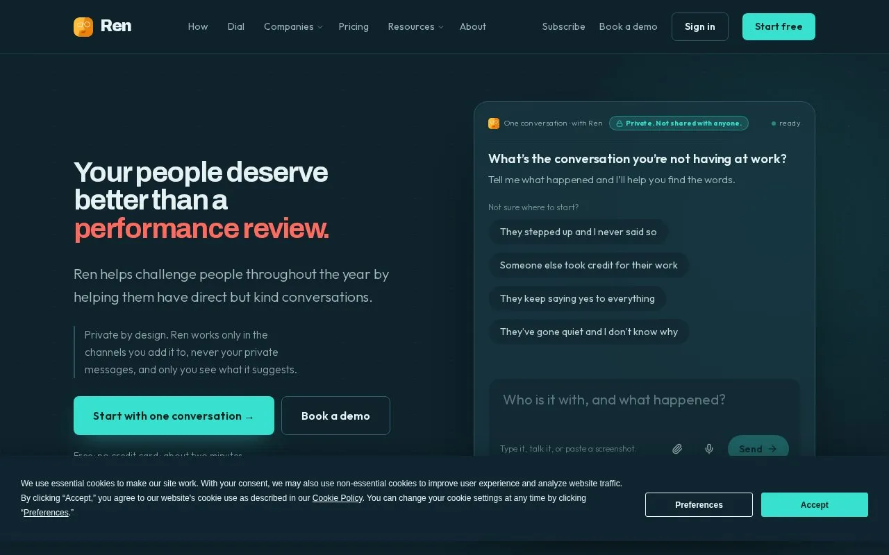 Ren homepage screenshot