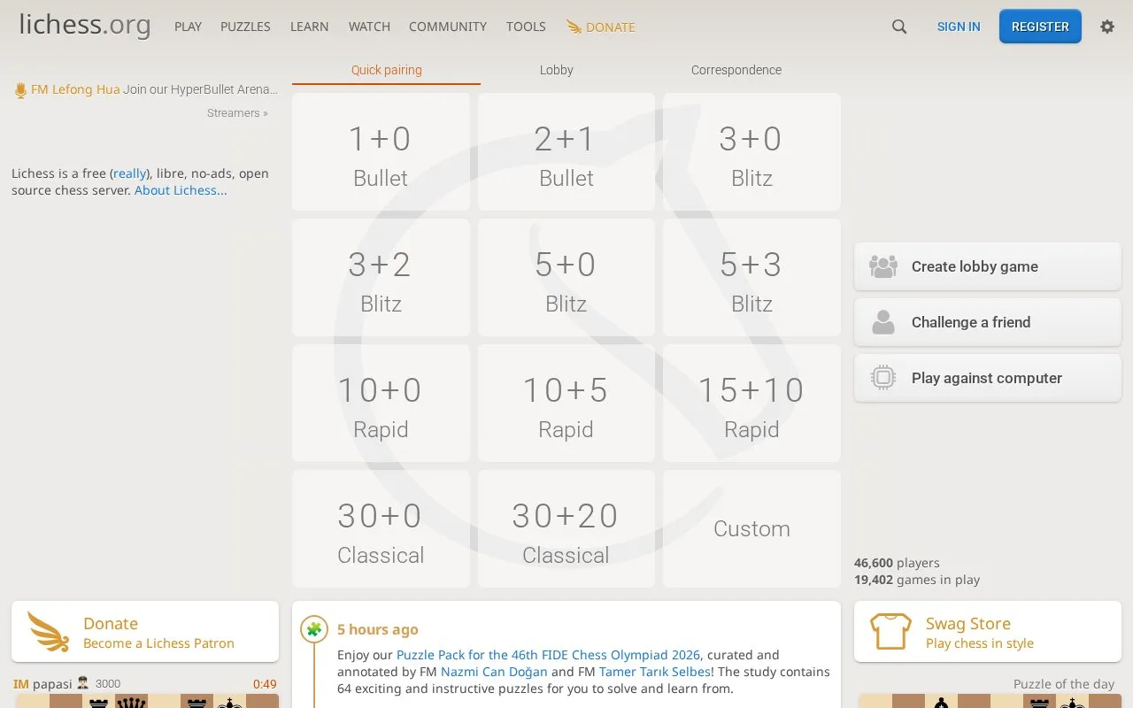 lichess homepage screenshot