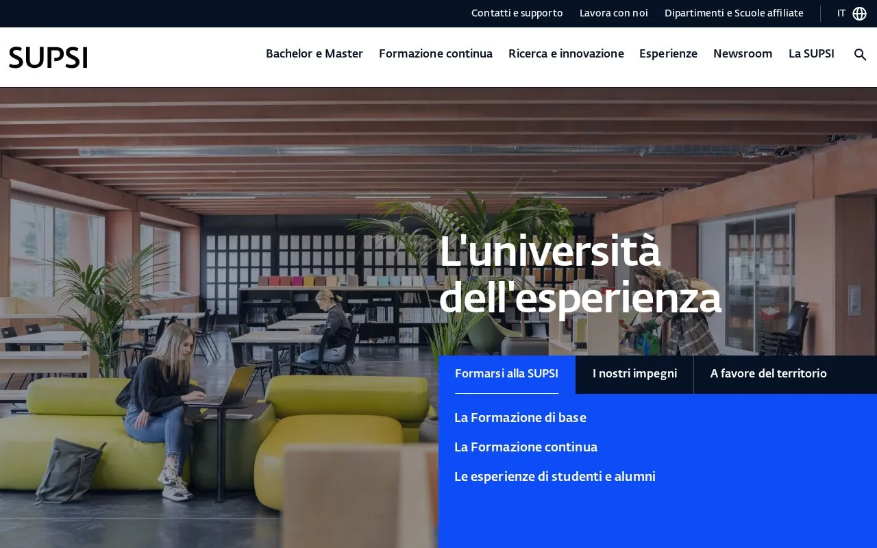 University of Applied Sciences and Arts of Southern Switzerland homepage screenshot