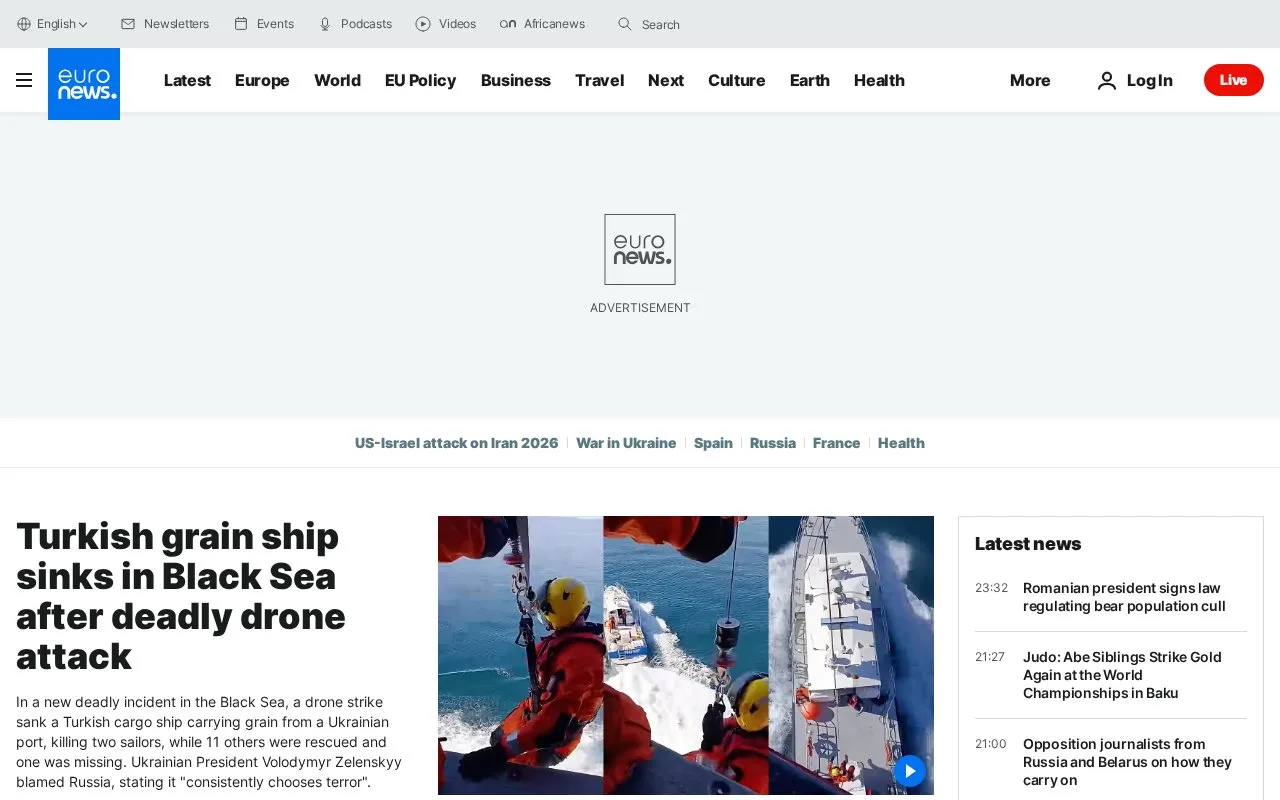 euronews homepage screenshot