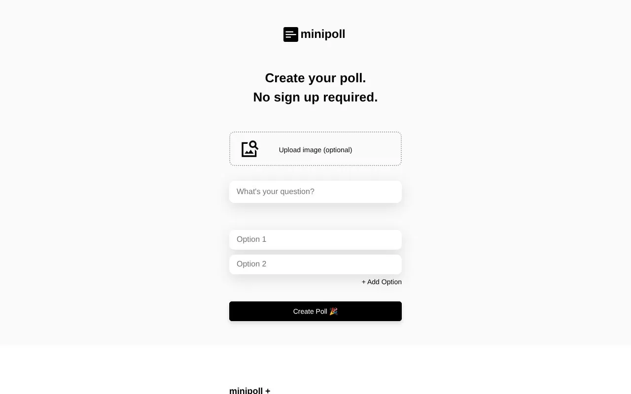 Minipoll homepage screenshot