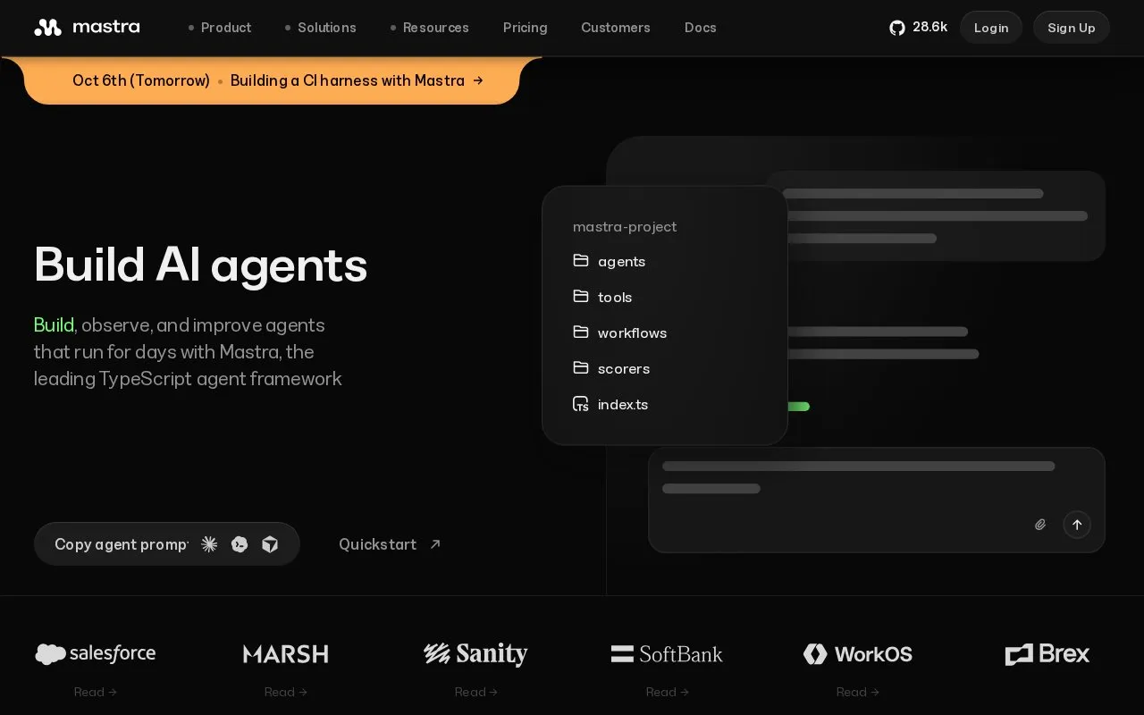Mastra homepage screenshot