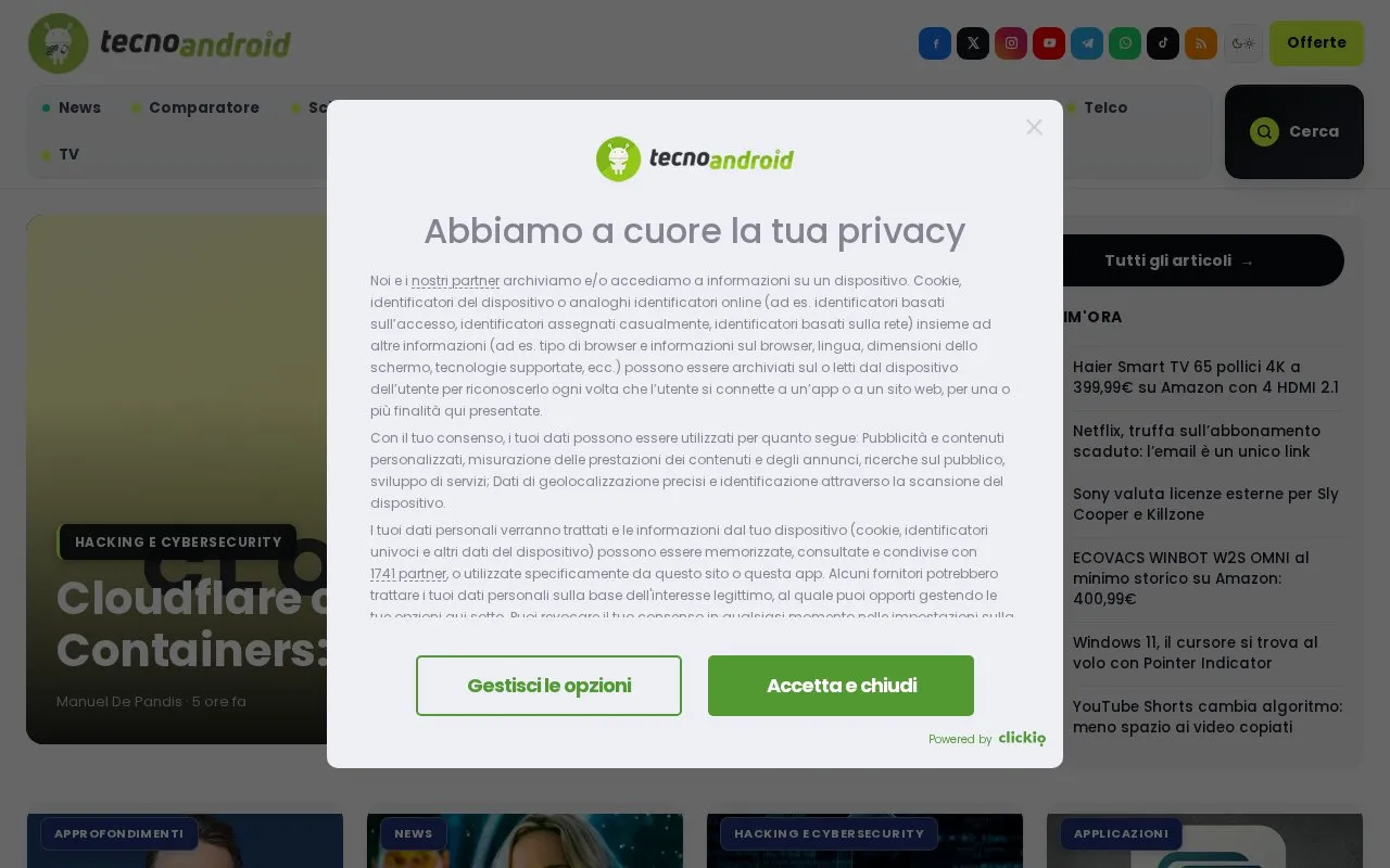 TecnoAndroid homepage screenshot
