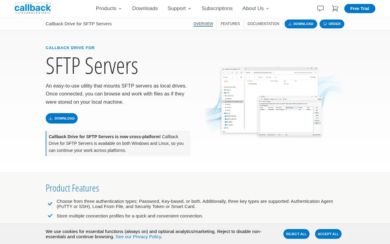 SFTPDrive homepage screenshot