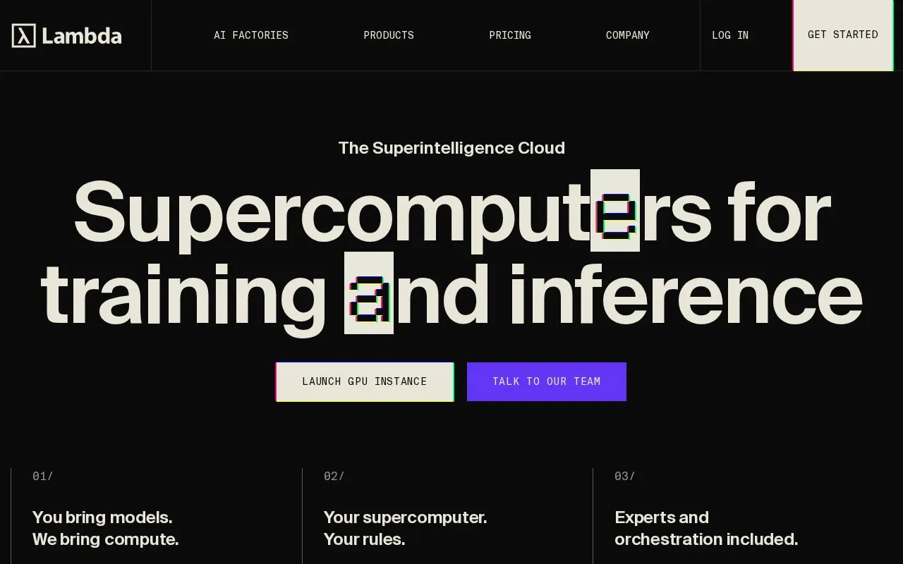 Lambda homepage screenshot