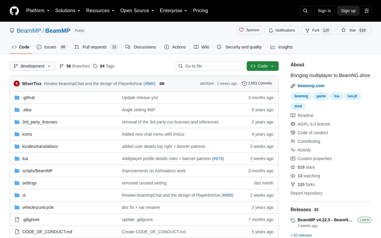Beam Mp homepage screenshot