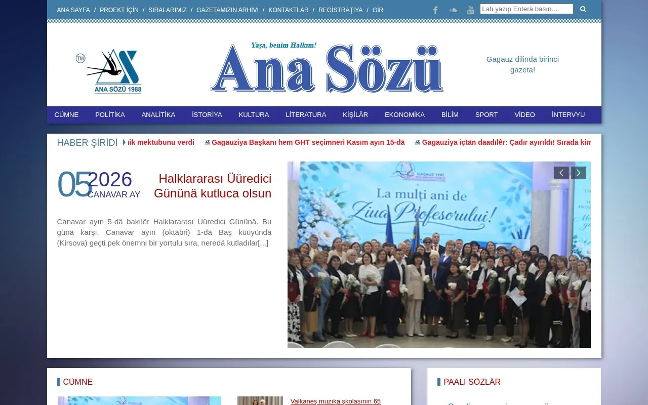 Ana Sözü homepage screenshot