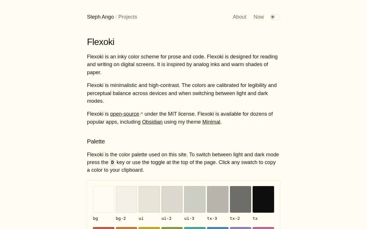 Flexoki homepage screenshot