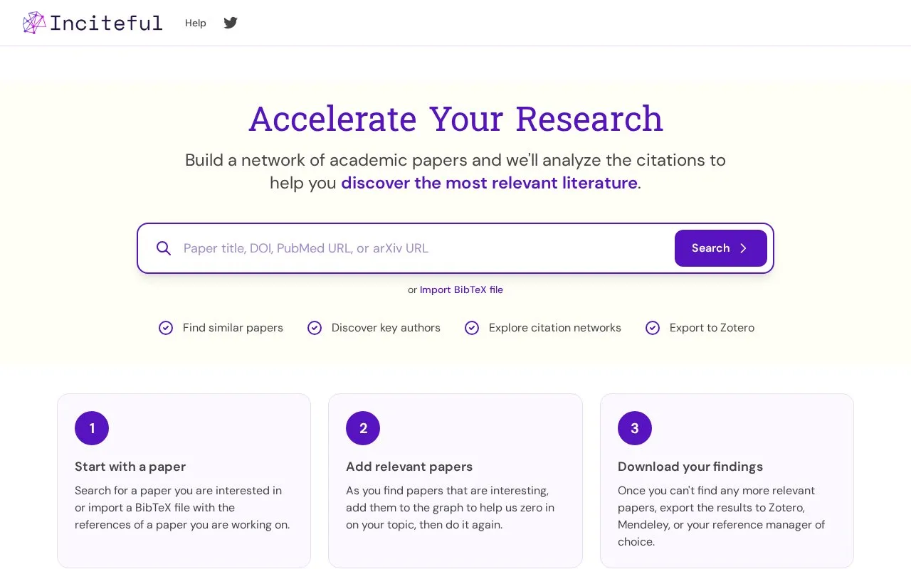 Inciteful homepage screenshot
