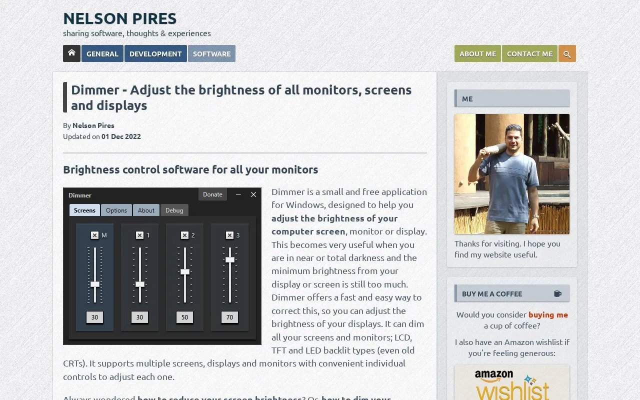 Dimmer homepage screenshot