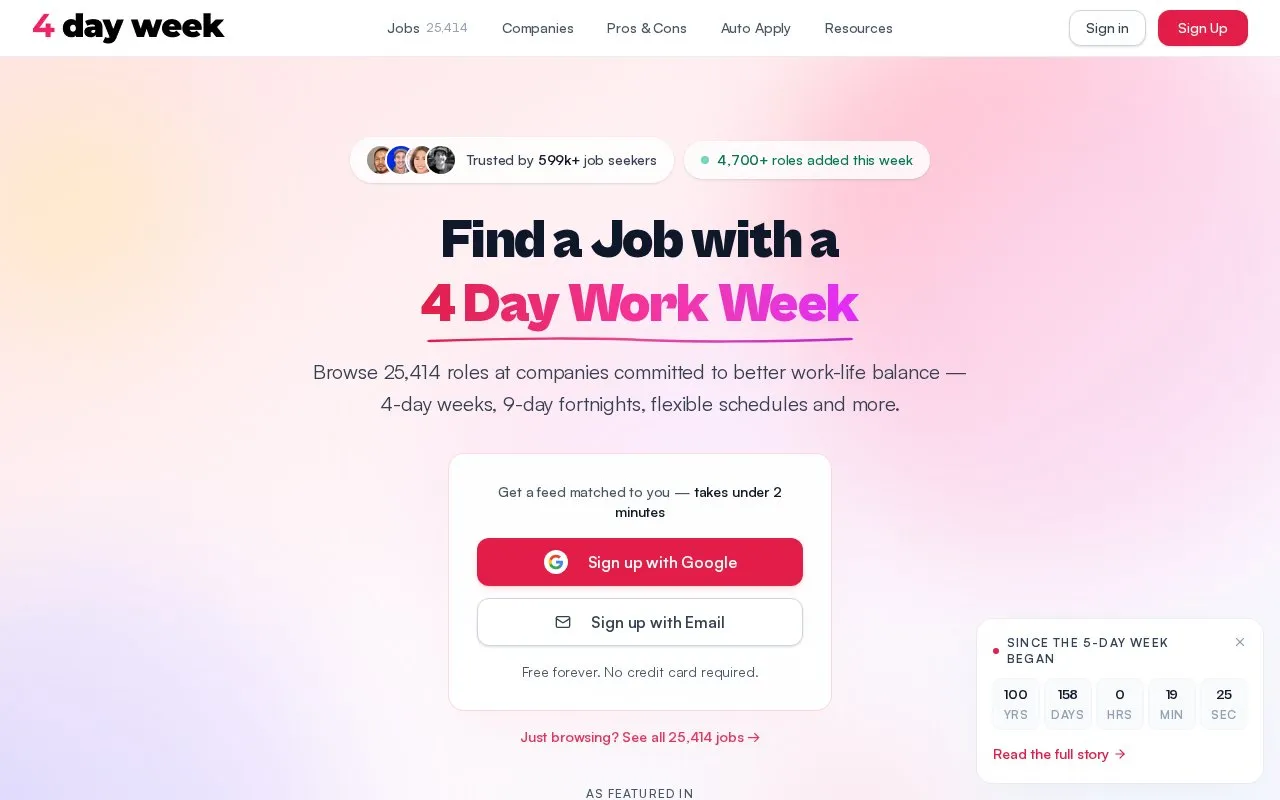 4-Day Week homepage screenshot