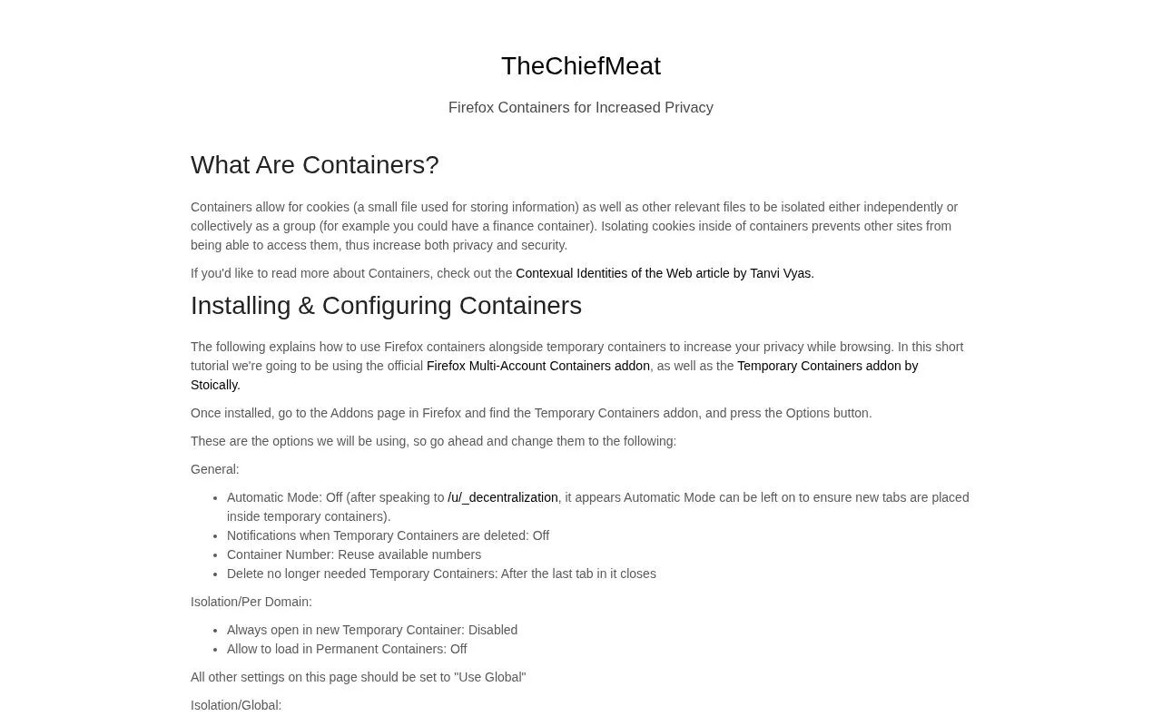 Containers homepage screenshot