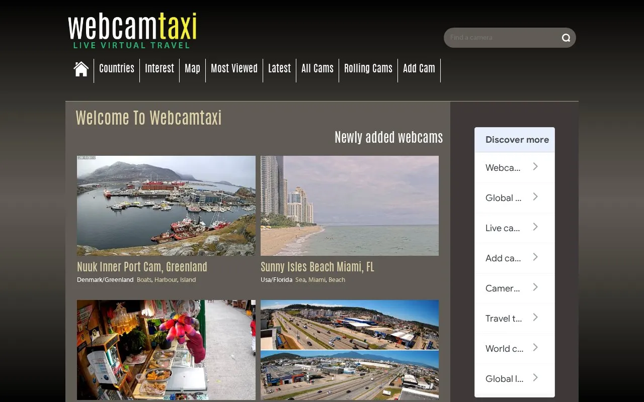 Webcamtaxi homepage screenshot