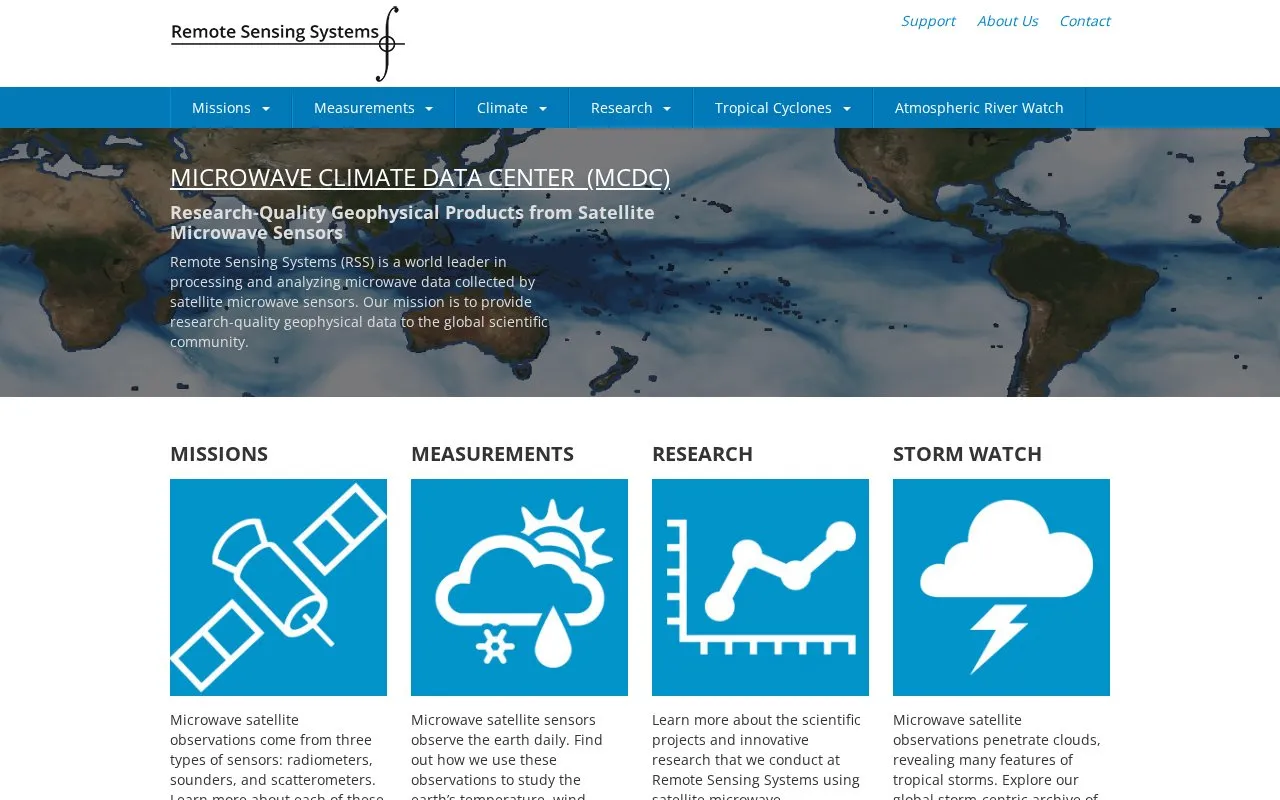 Remote Sensing Systems homepage screenshot