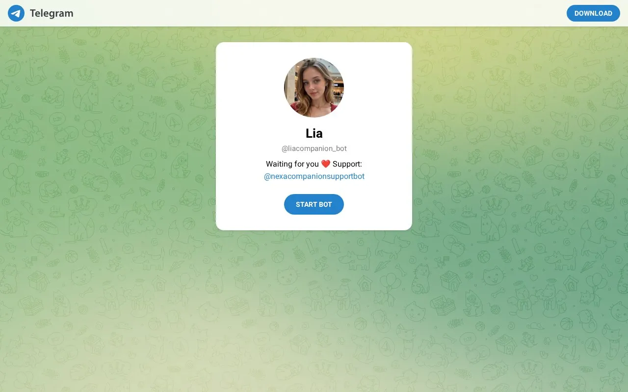 @liacompanion_bot homepage screenshot
