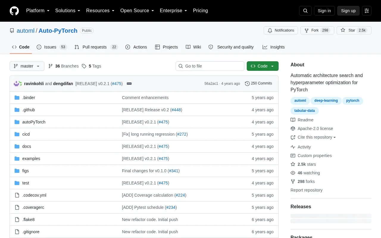 AutoPyTorch homepage screenshot