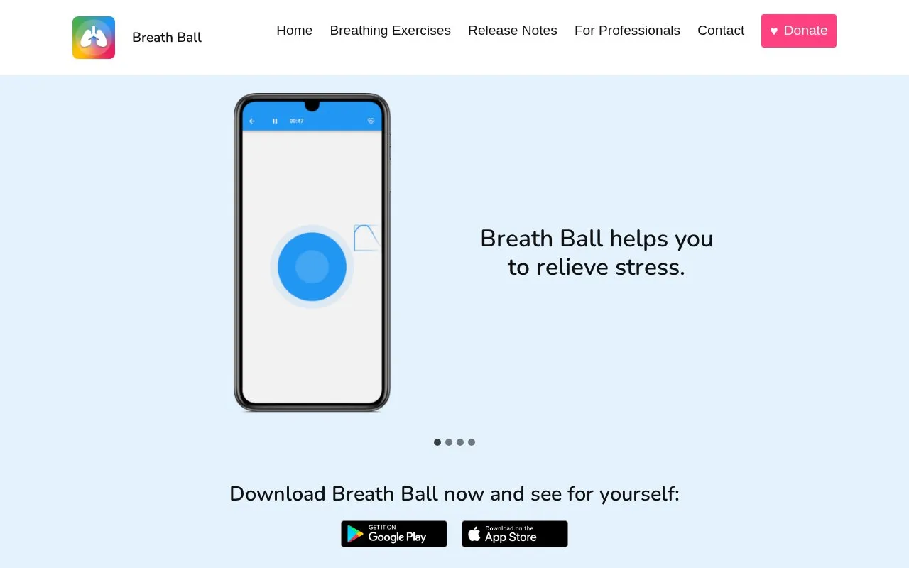 Breath Ball homepage screenshot