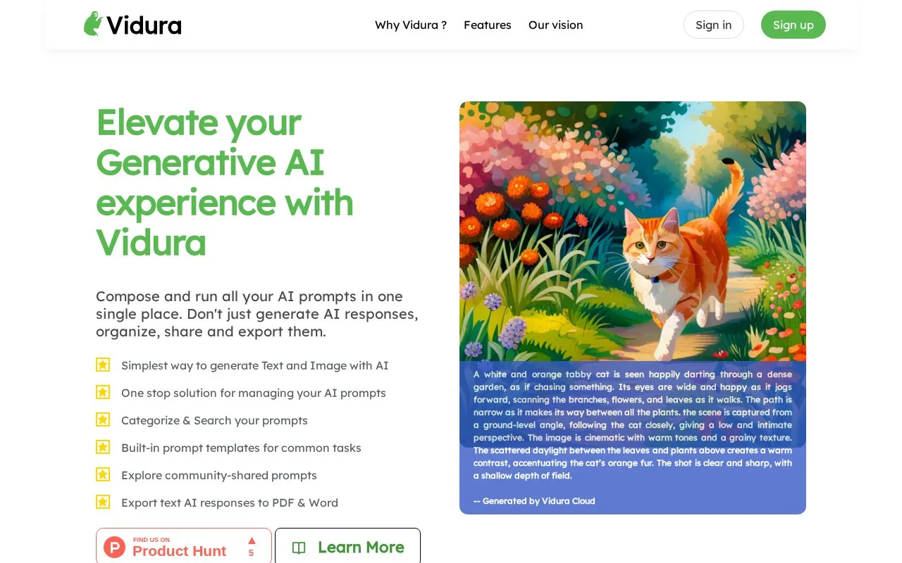 Vidura homepage screenshot