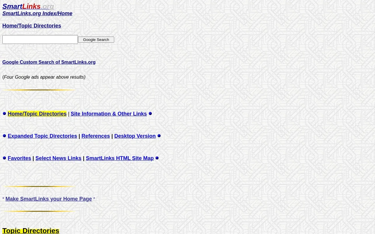 SmartLinks homepage screenshot
