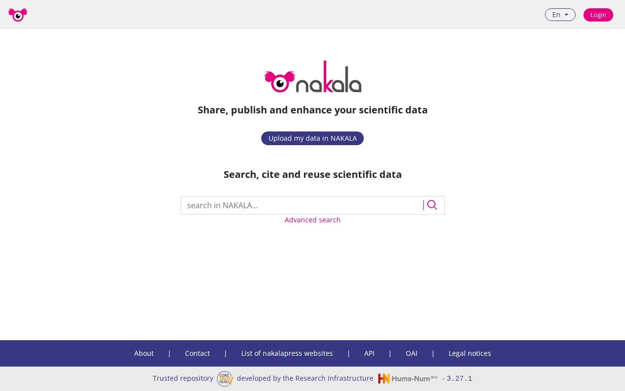 Nakala homepage screenshot