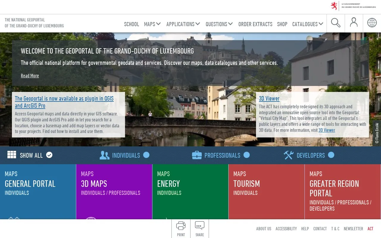 Geoportal of the Grand-Duchy of Luxembourg homepage screenshot