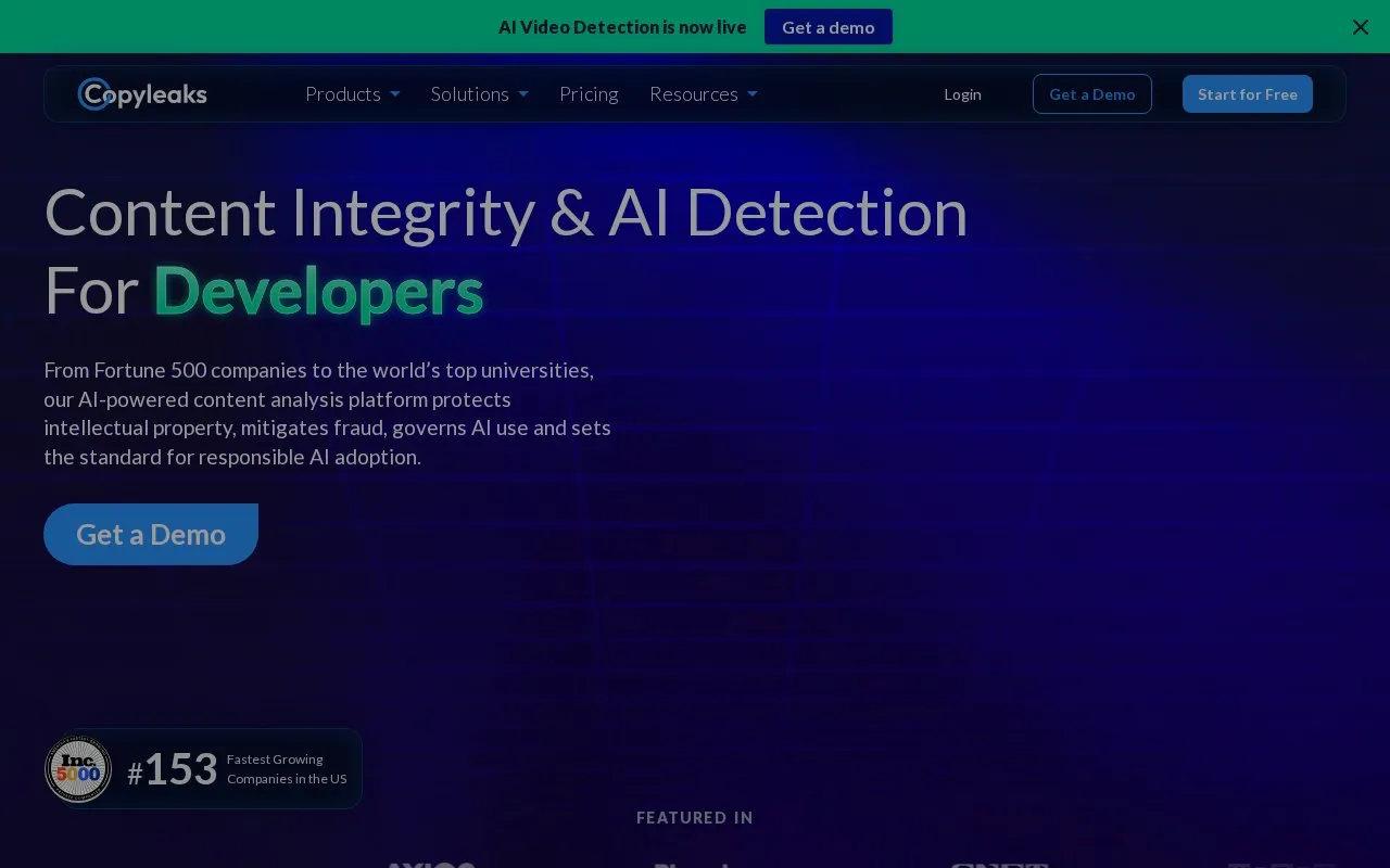 Copyleaks homepage screenshot