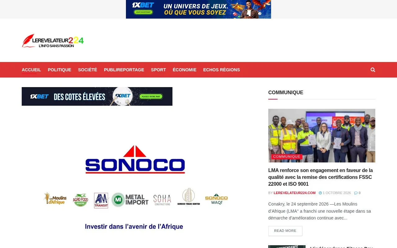Le Révélateur 224 homepage screenshot