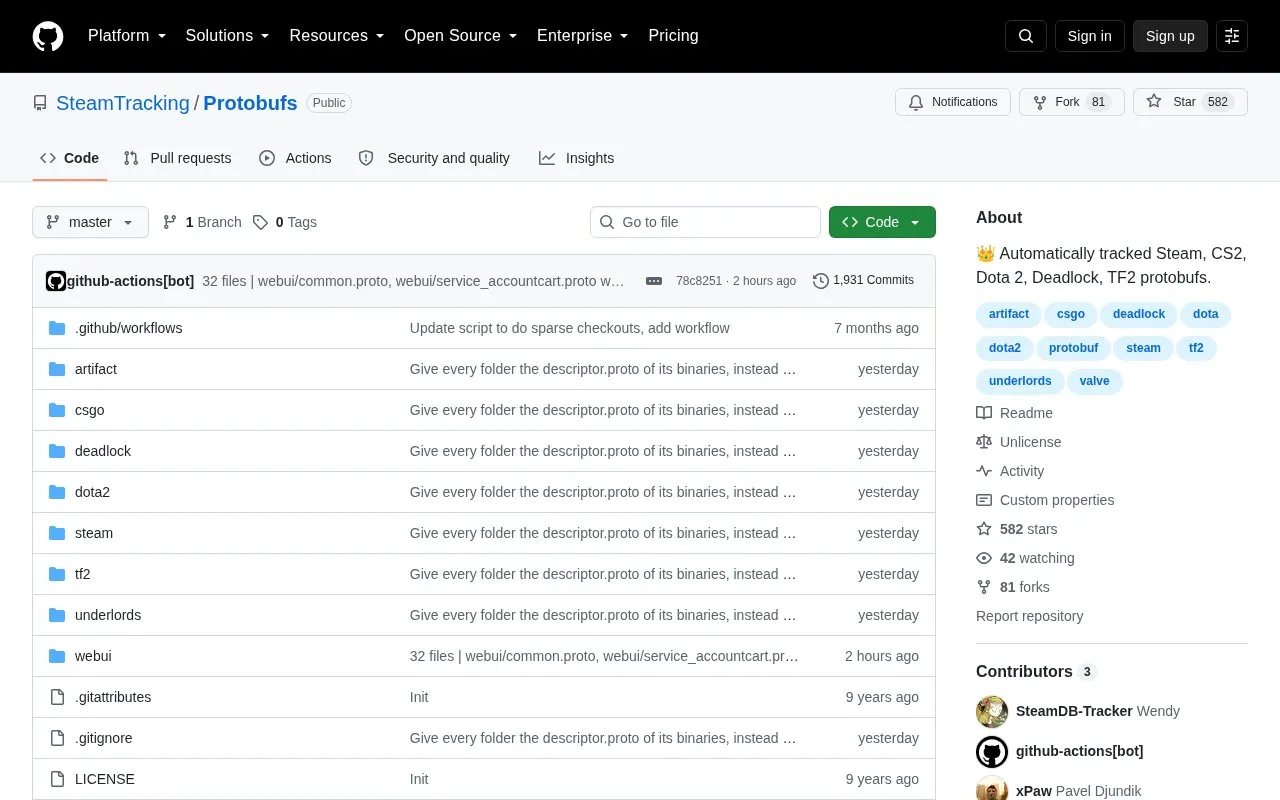 Protobufs homepage screenshot