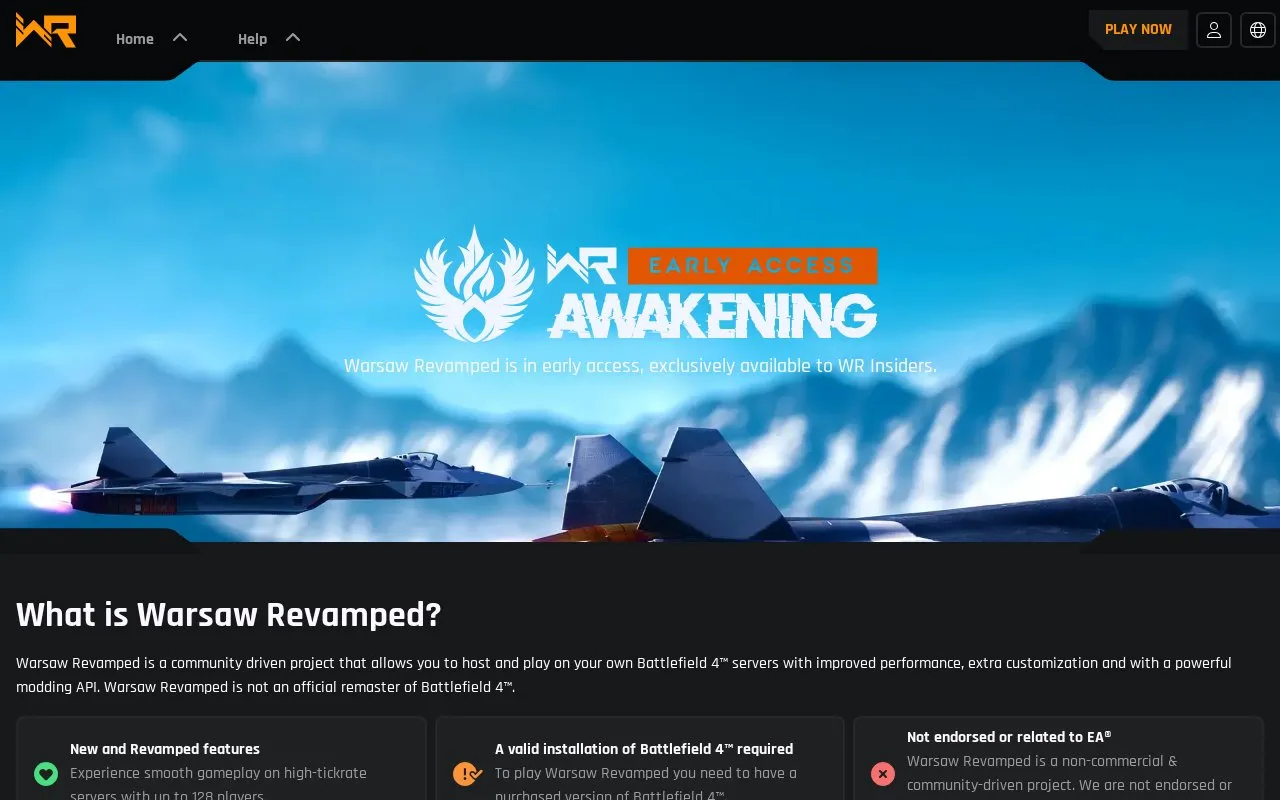 Warsaw Revamped homepage screenshot