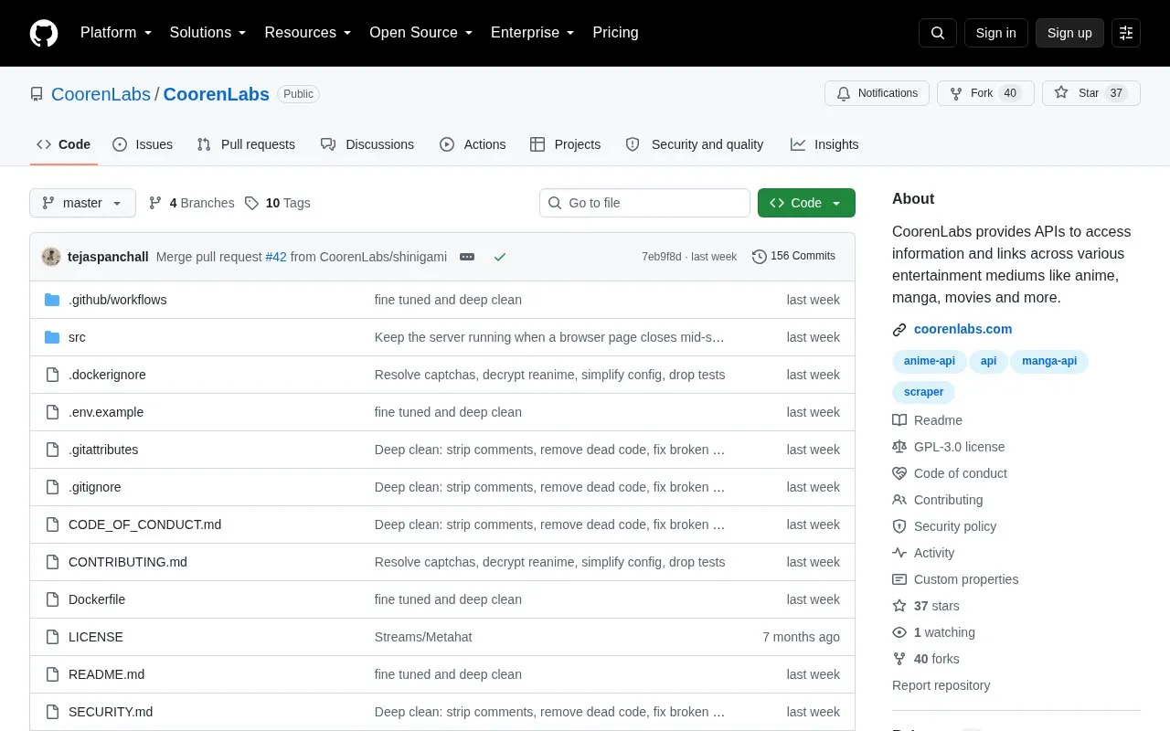 Cooren homepage screenshot
