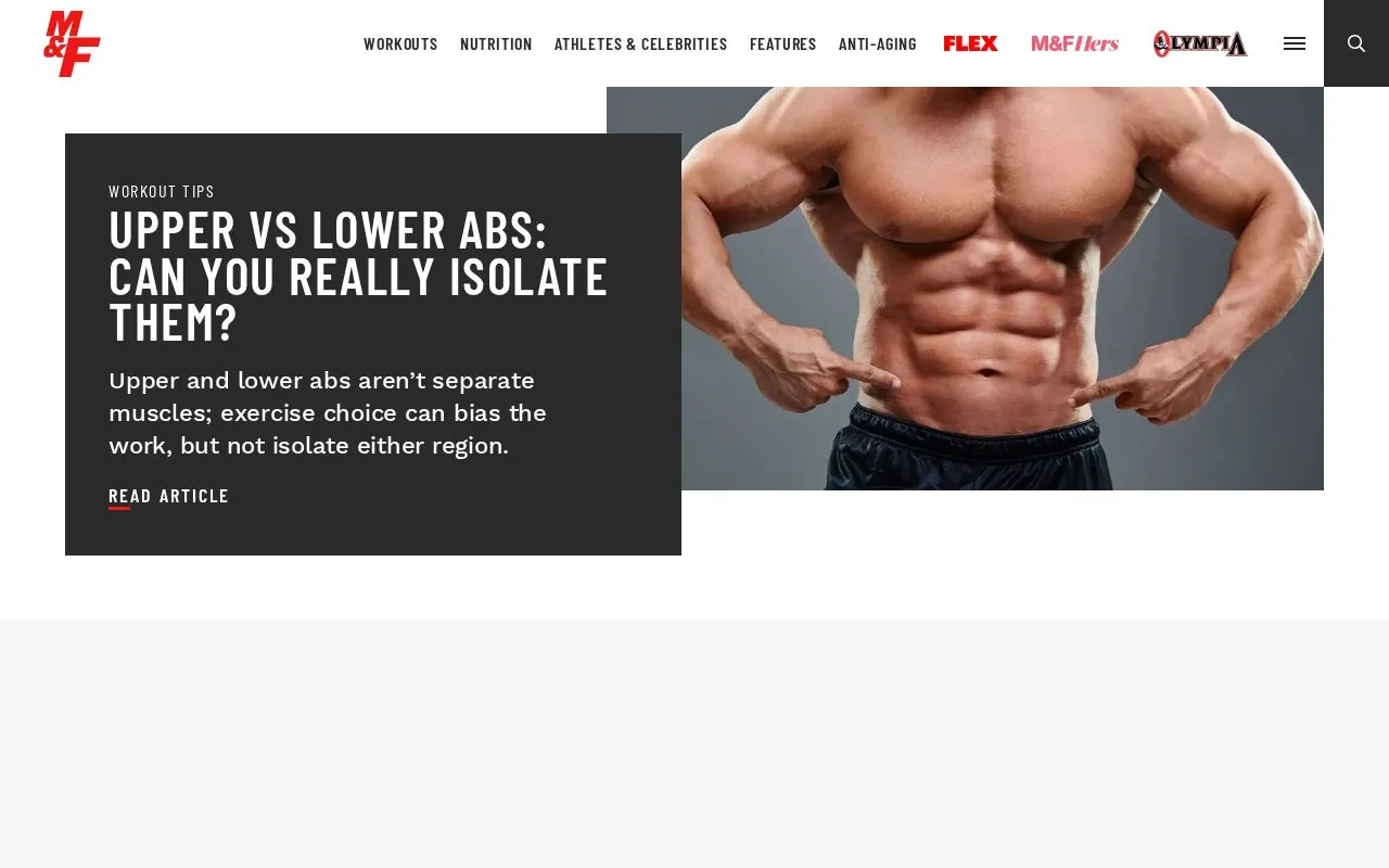 Muscle & Fitness homepage screenshot
