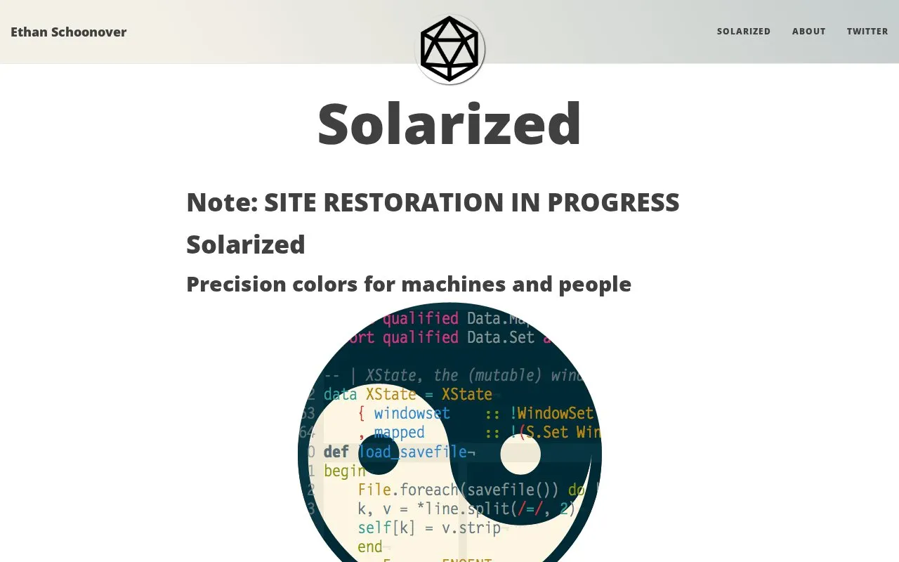 Solarized homepage screenshot