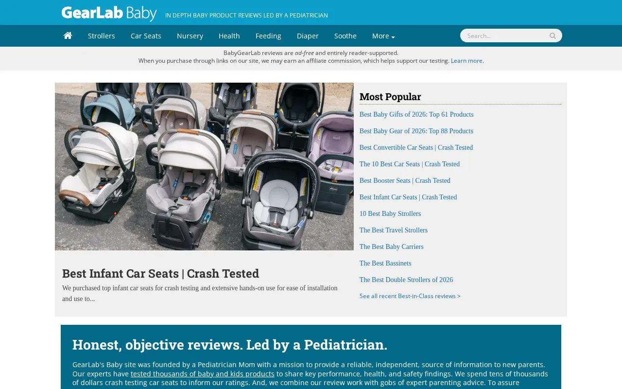 BabyGearLab homepage screenshot